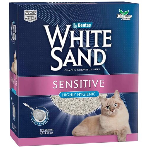 WHITE SAND SENSITIVE наполнитель комкующийся для туалета кошек гипоаллергенный без запаха 6 л 2538₽