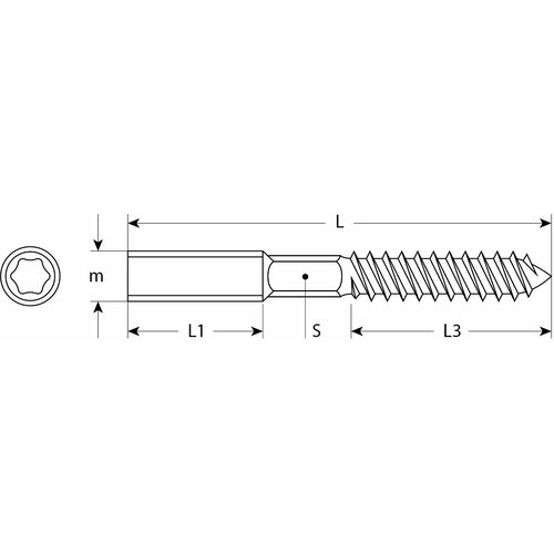 Шпилька сантехническая, шестигранник, Torx 25, М8x90мм, 900шт, оцинкованная, ЗУБР