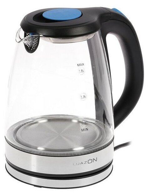 Чайник электрический LuazON LSK-1802, стекло, 1.8 л, 1500 Вт, подсветка, серебристый Luazon Home - фото №1