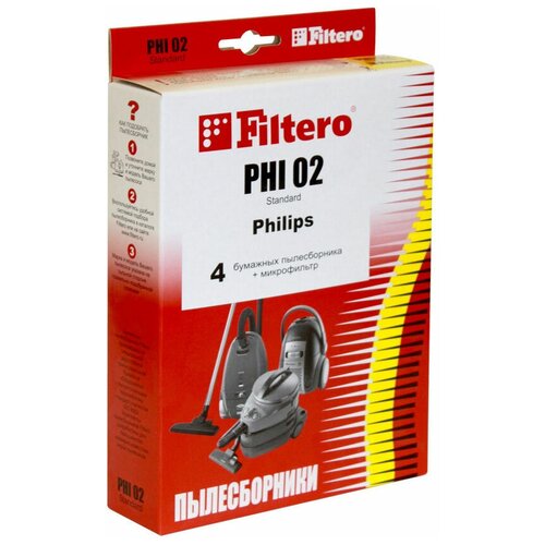 Filtero Мешки-пылесборники PHI 02 Standard, бежевый, 4 шт. пылесборники filtero phi 02 standard 4