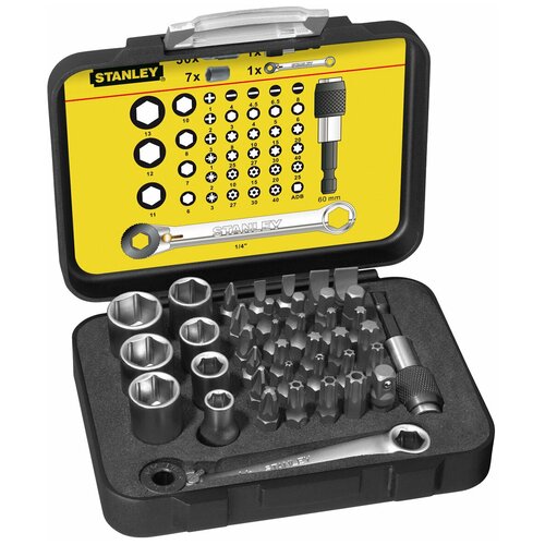 STANLEY 1-13-907, 39 предм., черный/желтый набор вставок отверточных stanley expert 1 4 1 13 903 35 предметов