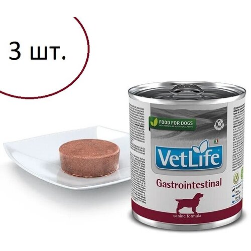 Корм для собак Farmina Vet Life Gastrointestinal при болезнях ЖКТ, 3 шт по 300 гр clan vet gastrointestinal консервы для собак профилактика и лечение болезней жкт 12 х 340гр