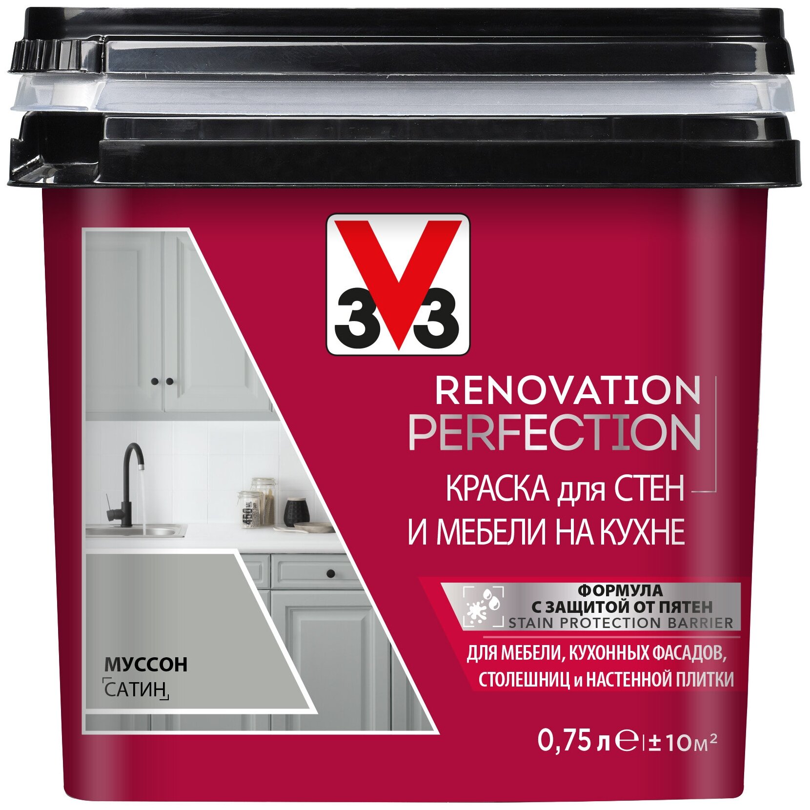 Краска акриловая V33 Renovation Perfection для стен и мебели на кухне