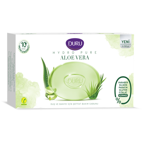 DURU Мыло кусковое Hydro Pure Aloe Vera, 3 шт., 150 г мыло туалетное duru hydro pure cherry blossom 106г