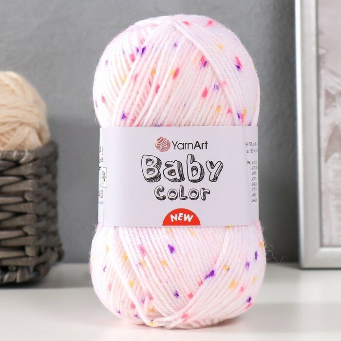 Пряжа YarnArt "Baby color" 100% акрил 150 м, 1 шт, 50 г, 213 фиолетово-розово-желтый (9554767)