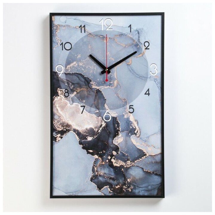 TIMEBOX Часы-картина настенные, интерьерные "Черный мрамор", плавный ход, 57 х 35 х 4 см