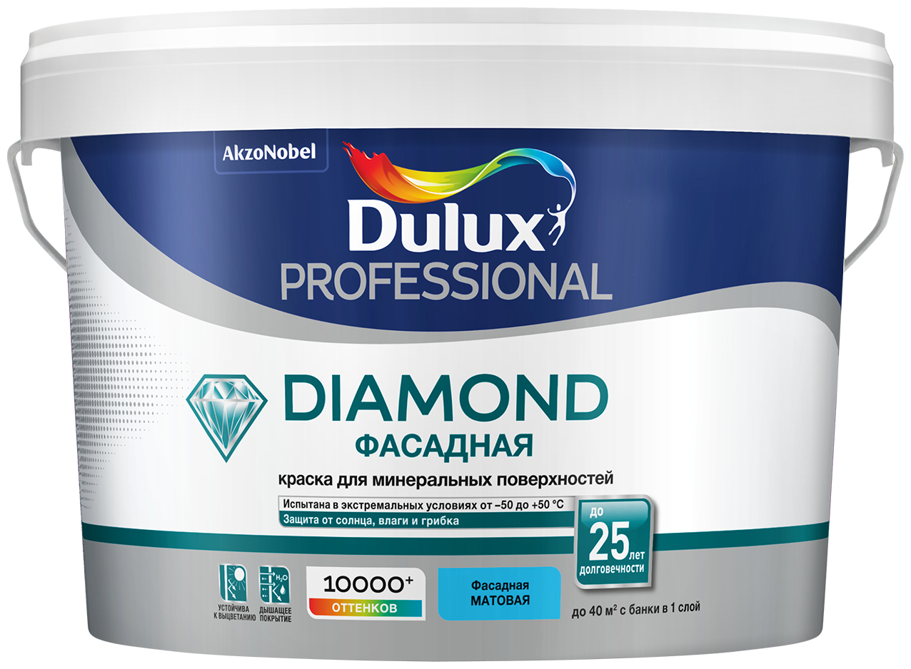 Краска Фасадная Гладкая Dulux база BW, белая, матовая (2,5л)