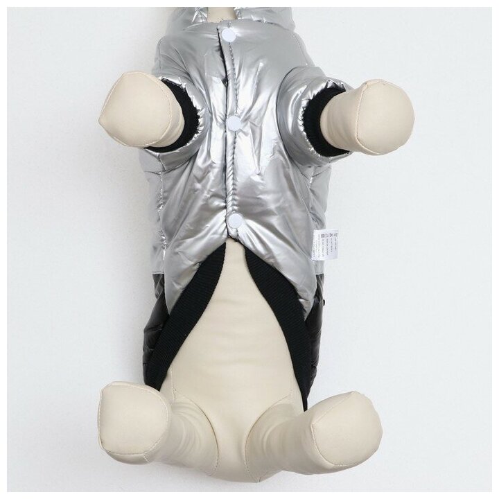 Куртка для собак КНР "Космонавт", размер 16, черно-серебряная, ДС 40, ОШ 34, ОГ 48 см (9078282) - фотография № 4