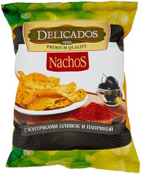 Чипсы Delicados Nachos кукурузные с кусочками оливок и паприкой, 75 г