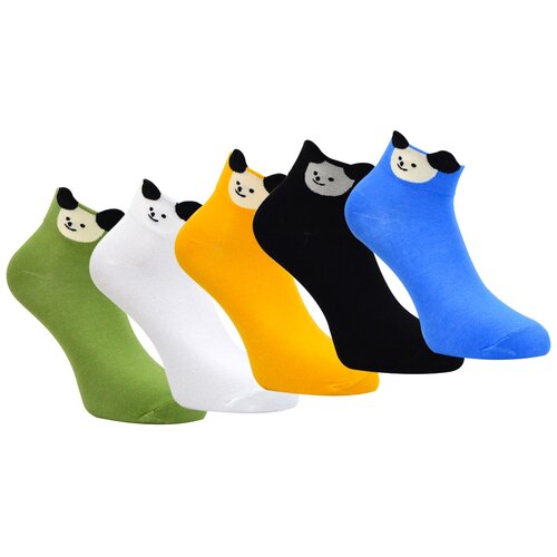 фото Комплект женских носков guarneri средней длины, 5 пар. широкая удобная резинка. размер 36-40. цвет белый, черный, синий, зеленый, желтый.