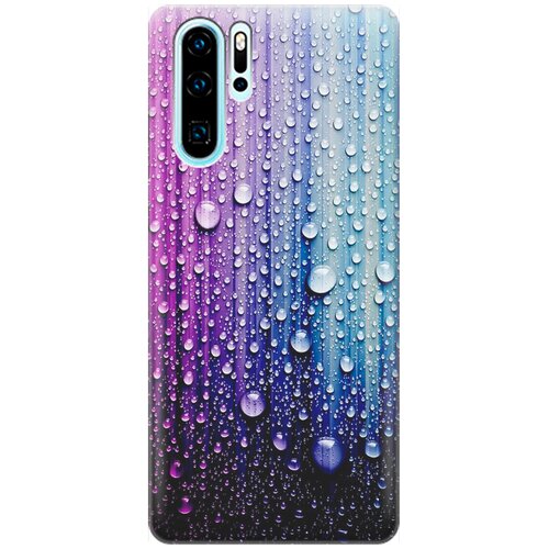 фото Ультратонкий силиконовый чехол-накладка для huawei p30 pro с принтом "капли на голубом" gosso