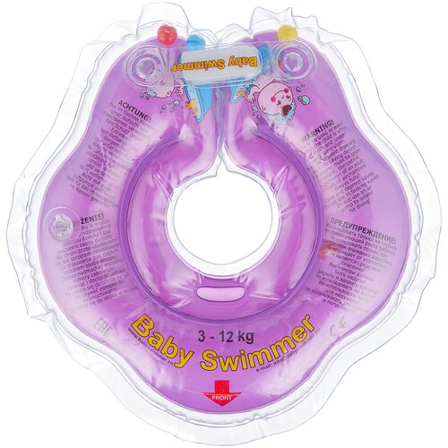 фото Круг на шею baby swimmer 0m+ (3-12 кг) с погремушкой фиолетовый
