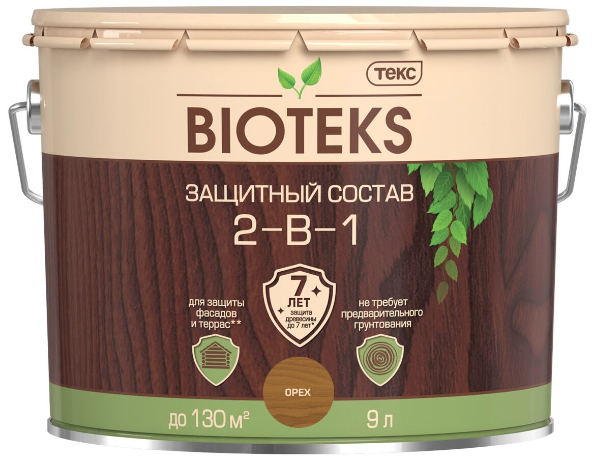 "TEKS Profi" Защитный Состав 2-в-1 BIOTEKS орех 9л