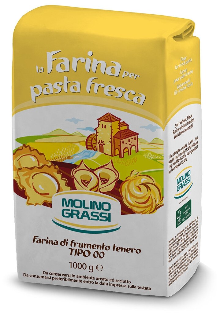 Мука Molino Grassi из мягких сортов пшеницы для свежей пасты La Farina per pasta fresca, Италия, 1000 г