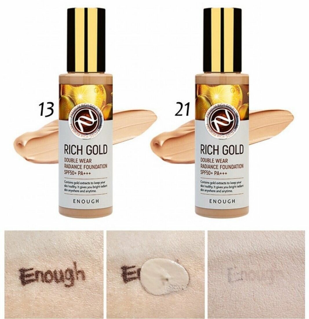 Основа тональная Rich Gold Double Wear Radiance Foundation #21 100мл ENOUGH - фото №3