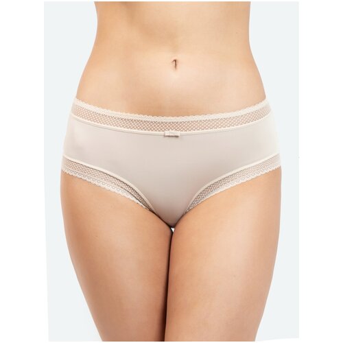 фото Vis-a-vis трусы слипы средней посадки с кружевом, размер xl, beige