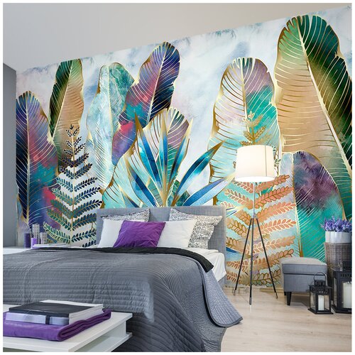 Фотообои флизелиновые Листья папоротника градиент 4,58 x 2,7 м