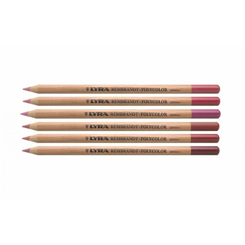 lyra набор цветных карандашей rembrandt aquarell вишнёво фиолетовые оттенки 6шт Lyra Набор цветных карандашей Rembrandt Polycolor розовые оттенки, 6шт