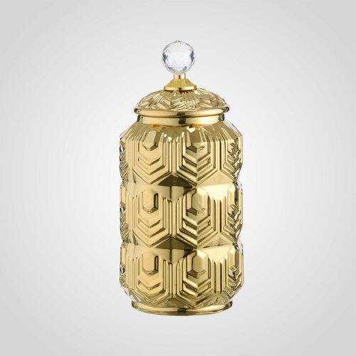 Керамическая ваза с крышкой золотистая 33*10*12 см