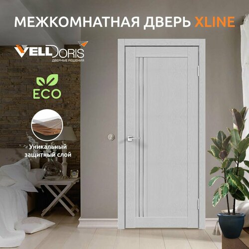 Дверь межкомнатная VellDoris XLINE 8, грей эмалит текстурный, 900x2000, LR, стекло мателюкс, без врезки замка и петель дверь xline 6 клен айс