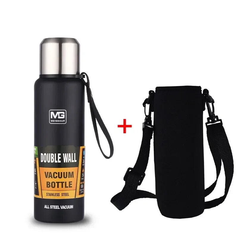 Термос UPORS из нержавеющей стали 500/700/1000/1500 мл Черный, 750ml, Black with bag