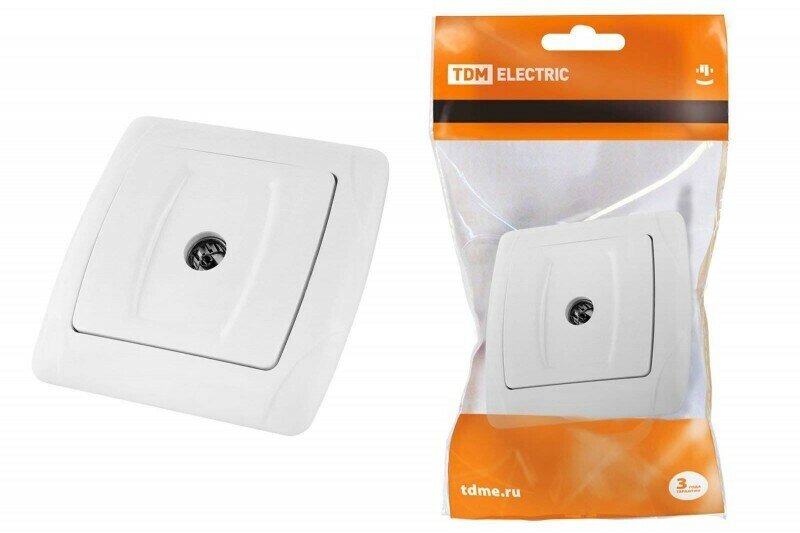 Розетка телевизионная простая (0-2400МГц, мама, белая, Онега, IP20)