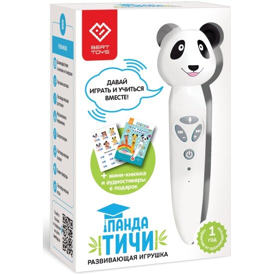 Логопедическая игрушка Berttoys Панда Тичи, FD112/Белый