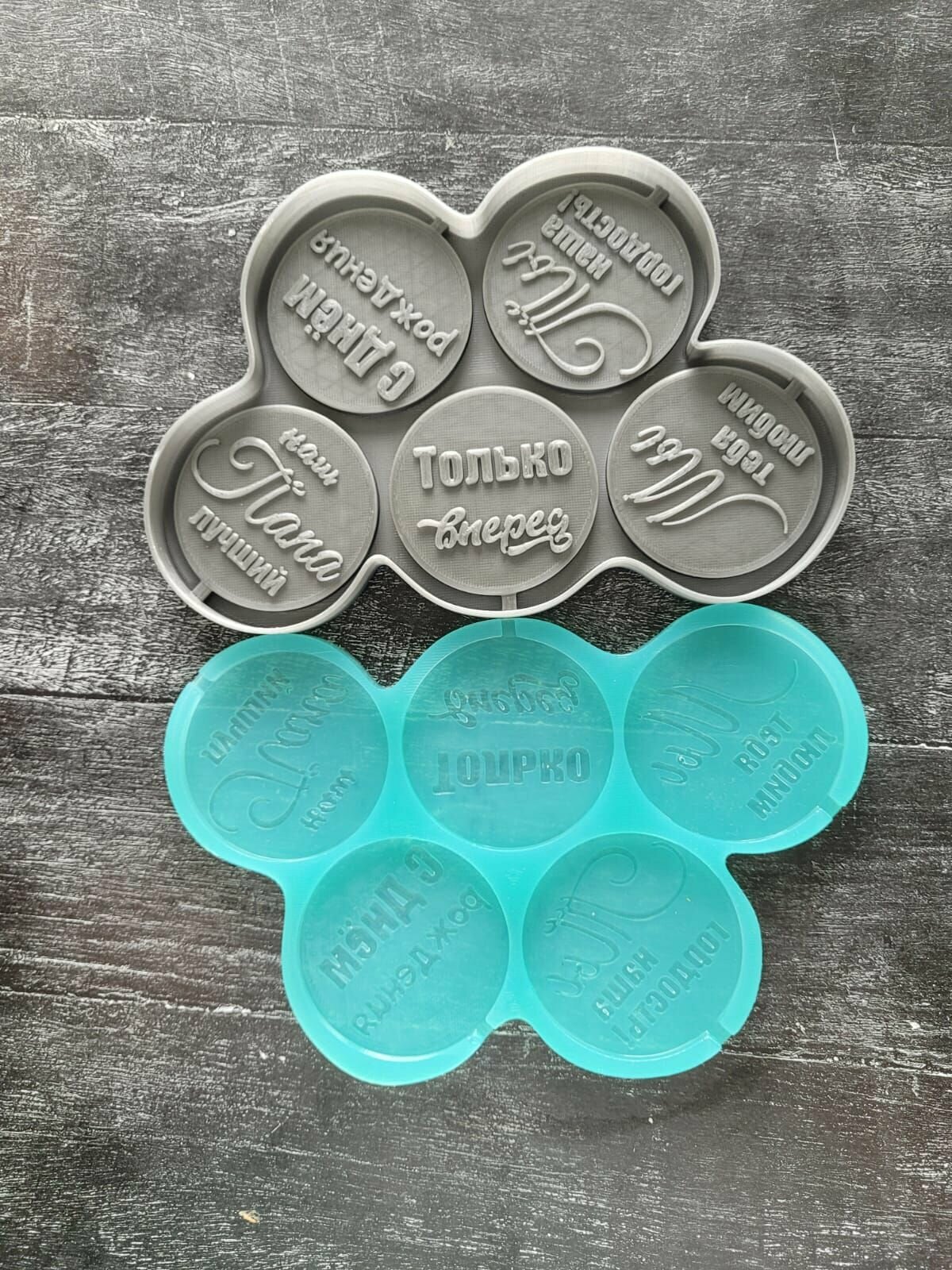 Молд форма для шоколада и леденцов Надписи для папы диаметр круга 6см