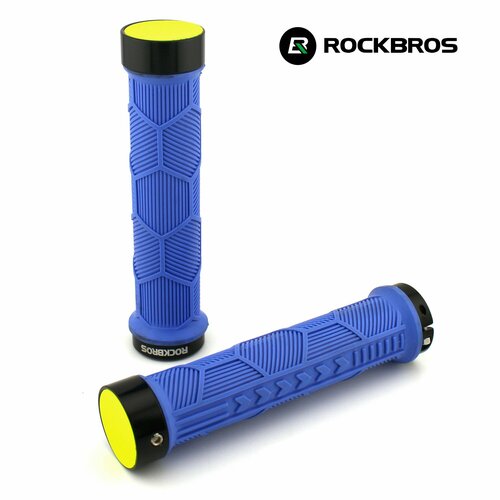 Грипсы RockBros Hexagon 142mm, нескользящие, светоотражающая заглушка, синие