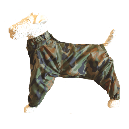 Теплый комбинезон для цвергшнауцера суки на флисе повышенной прочности цвет зеленый камуфляж 3500₽