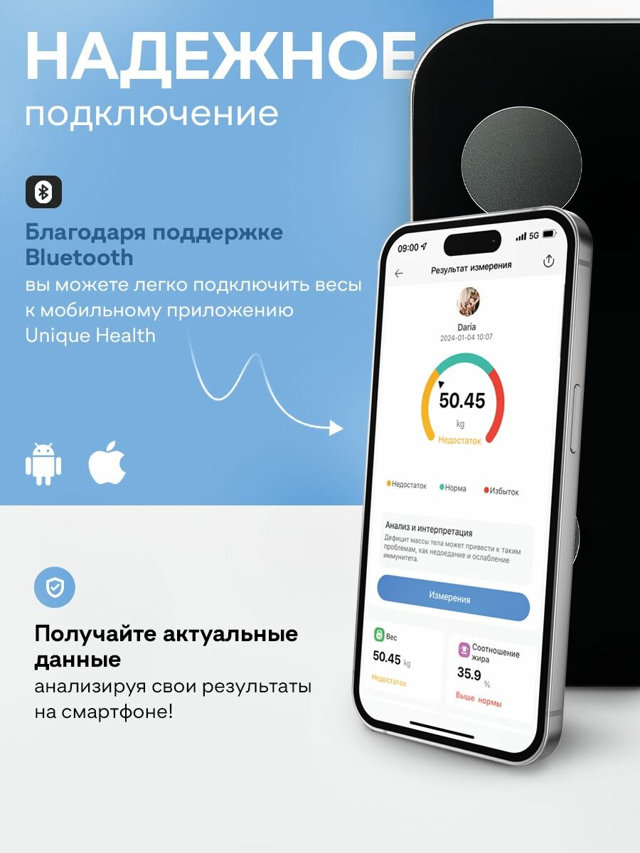 Умные многофункциональные весы Maturo SC-440, 25 параметров здоровья, Bluetooth, синхронизация со смартфоном — фото 1