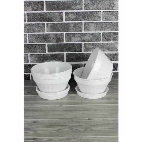 Пластиковые горшки для цветов набор 5 шт