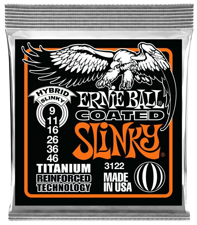 ERNIE BALL 3122 RPS Coated Titanium Slinky Hybrid 9-46 - Струны для электрогитары Эрни Болл