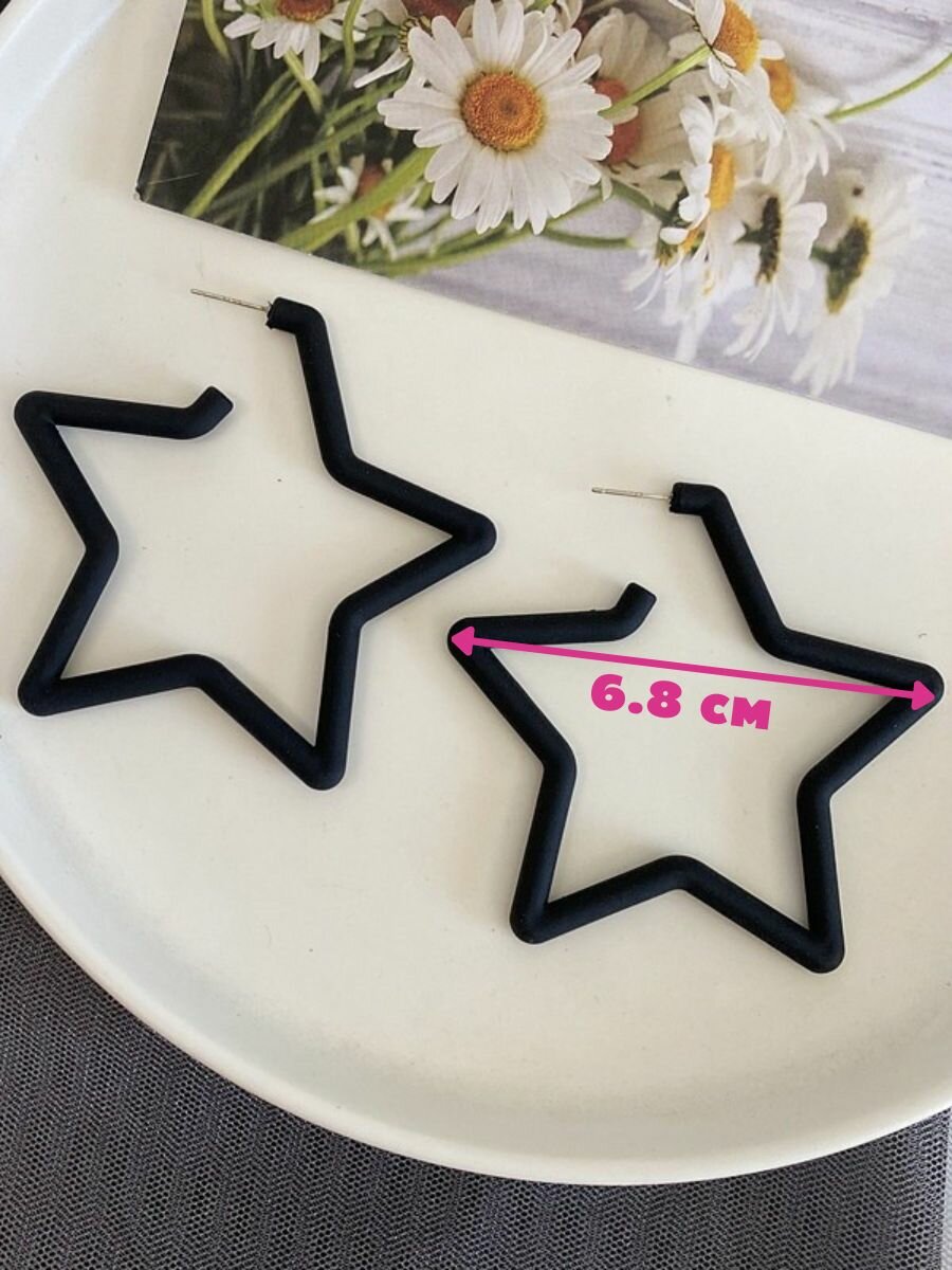 Серьги, размер 5 мм, черный матовый — фото 1