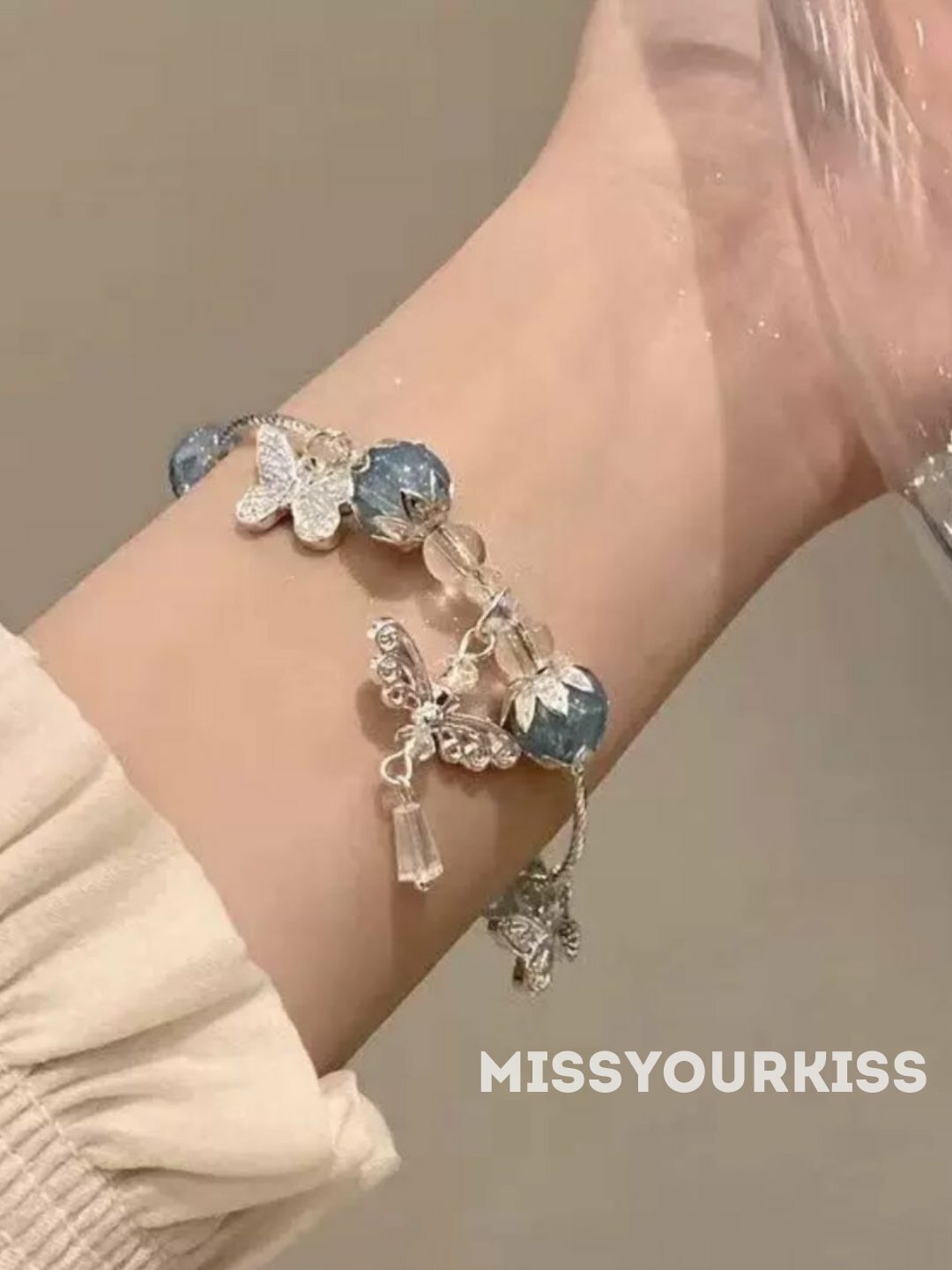 Браслет, размер 15 см, голубой — фото 1