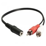 Переходник/адаптер jack 3.5 mm - 2 x RCA 0,15 м, черный - изображение