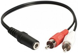 Переходник/адаптер jack 3.5 mm - 2 x RCA 0,15 м, черный