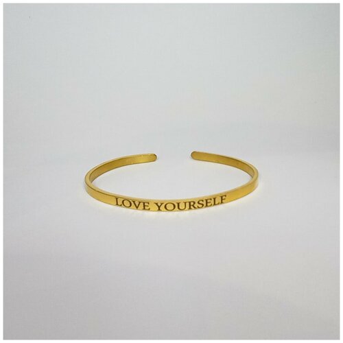 фото Браслет стальной золотой с гравировкой "love yourself"/ браслет регулируемый на руку golden anchor