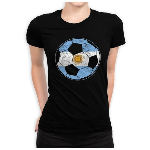 фото Футболка design heroes с принтом сборная аргентины / футбол / чемпионат мира 2022 по футболу / женская черная xl