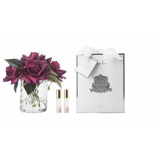 Букет розы Cote Noire, цвет бледно-розовый, ваза стекло рельеф 