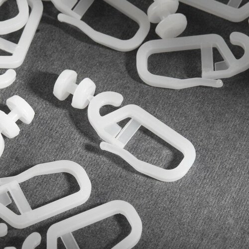 Крючок для штор ролик с замком разобранный 25 13 см цвет белый100 шт 542₽