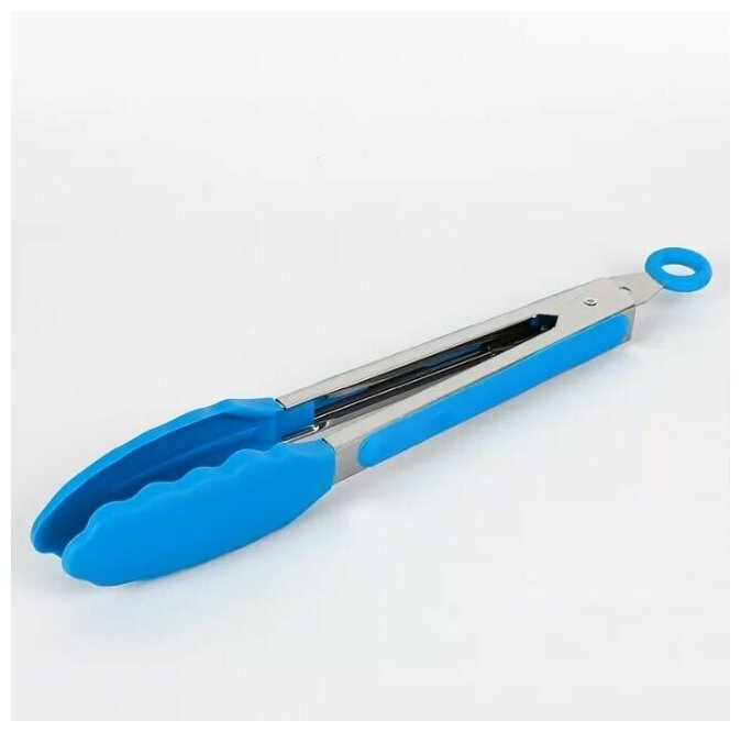 Щипцы кулинарные кухонные силиконовые Лист Kitchen Ware синие 30 см