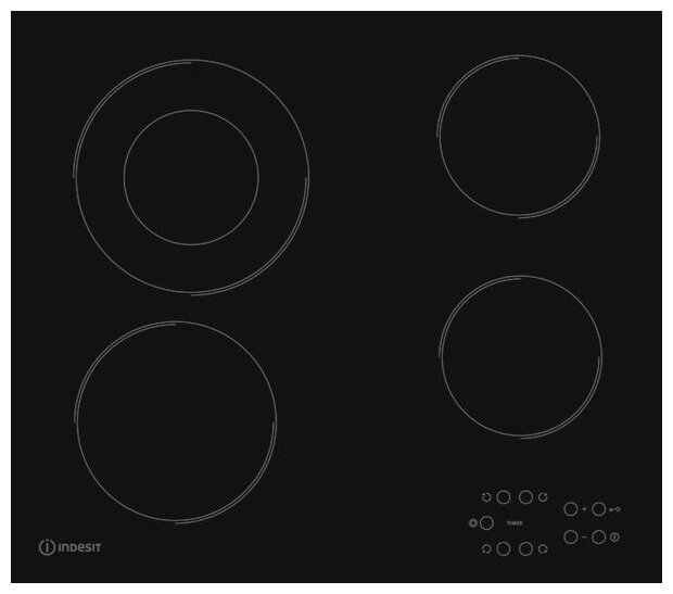 Варочная панель электрическая INDESIT RI 260 C, 4 конфорки, 58x51 см, цвет чёрный - фото №1