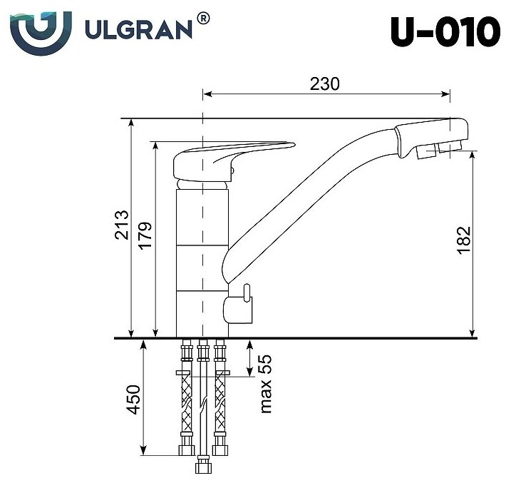 Смеситель для кухни Ulgran U-010 (-302, песочный) - фотография № 3