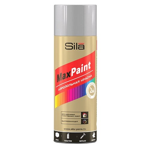 sila home max paint эмаль аэрозольная универс светло серый ral7035 520мл silp7035 Эмаль аэрозольная Ral7040 520мл Sila Home Max Paint, серый