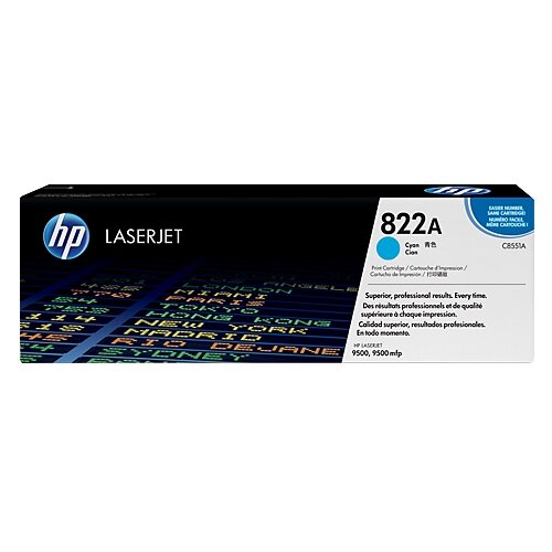 картридж c8552a 822a для hp color laserjet 9500 9500hdn 9500n galaprint желтый Картридж HP C8551A, 25000 стр, голубой