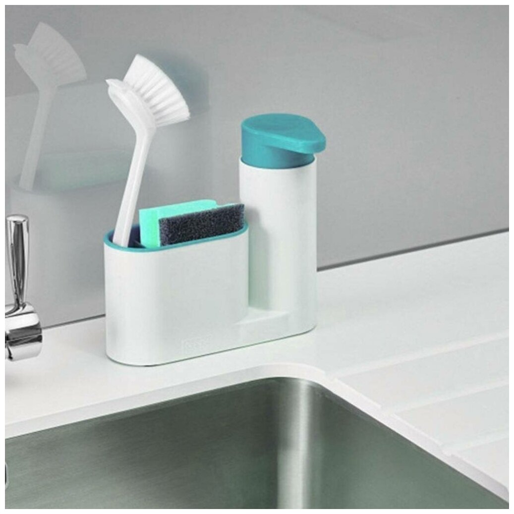фото Держатель - органайзер кухонный для губки, мыла, голубой