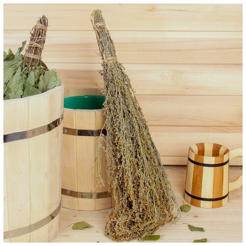 Веник для бани 45 (+-5) см травяной из полыни, в индивидуальной упаковке веник для бани 45 5 см травяной из мяты в индивидуальной упаковке