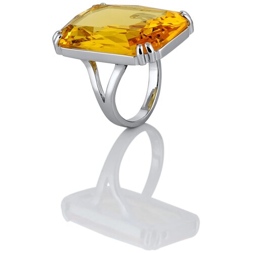 Кольцо L'attrice, кристалл, размер 18, желтый дизайнерское посеребренное кольцо с прозрачным кристаллом