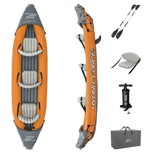 Bestway Байдарка Rapid X3 Kayak 3-х местная 381 х 100 (весла, насос, плавники, сумка) 65132 байдарка bestway lite rapid x2 kayak 321 см оранжевый серый